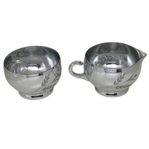 Candlelite Crystal Mueller Creamer Sugar Bowl Set Handmade Etched 2 Box Vtg NEW